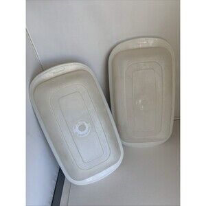 3 Pc Tupperware Ultra 21  Bread Loaf Pan Set 2 & 3/4 Qt w/Lid - 1745, 1746, 1747